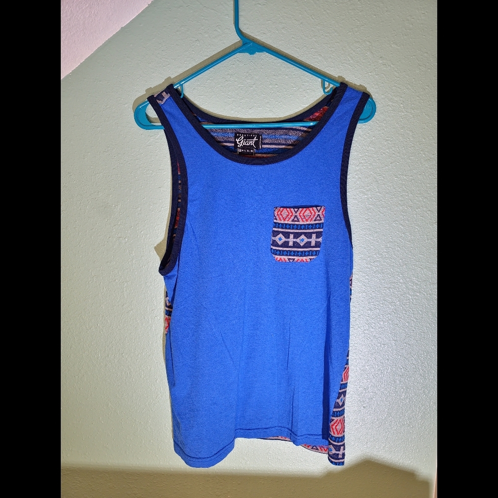 Beautiful Giant Tank Top Mens Small Navajo Print Boho Chest Pocket Sleeveless